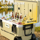 Outsunny 70L Insulated Cool Box With Wheels, Portable Ice Cooler, Khaki