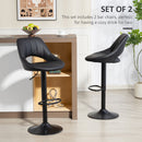 HOMCOM Barstools Set Of 2, Dining Stools With Backrest And Footrest, Black