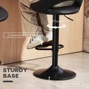HOMCOM Barstools Set Of 2, Dining Stools With Backrest And Footrest, Black