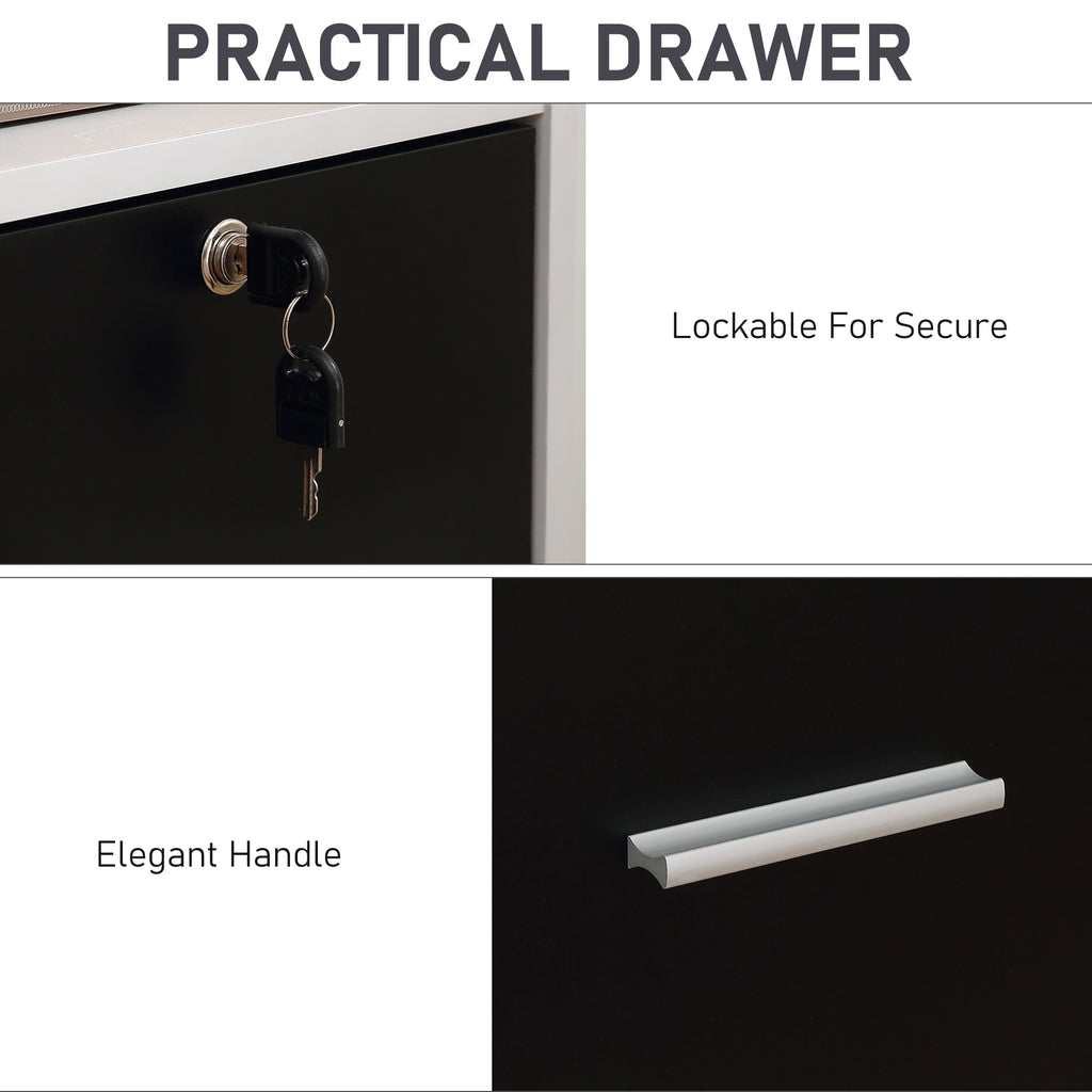 Lockable Draw For Table HOMCOM Mobile Office File Cabinet Printer Table with Lockable Drawer a