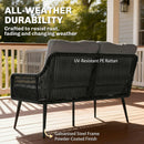 Rattan Garden Furniture Set, Tempered Glass with 3 Chairs
