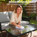 Rattan Garden Furniture Set, Tempered Glass with 3 Chairs