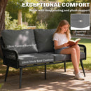 Rattan Garden Furniture Set, Tempered Glass with 3 Chairs