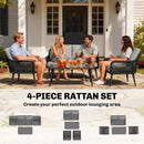 Rattan Garden Furniture Set, Tempered Glass with 3 Chairs