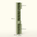 Kleankin Slim Bathroom Cabinet, Toilet Roll Storage W/ Open Shelves, Green