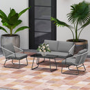 Outsunny 4 Piece Rattan Garden Furniture Set With Cushions, Natural