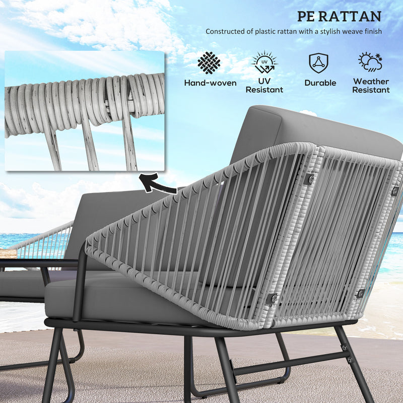 Outsunny 4 Piece Rattan Garden Furniture Set with Cushions, Natural