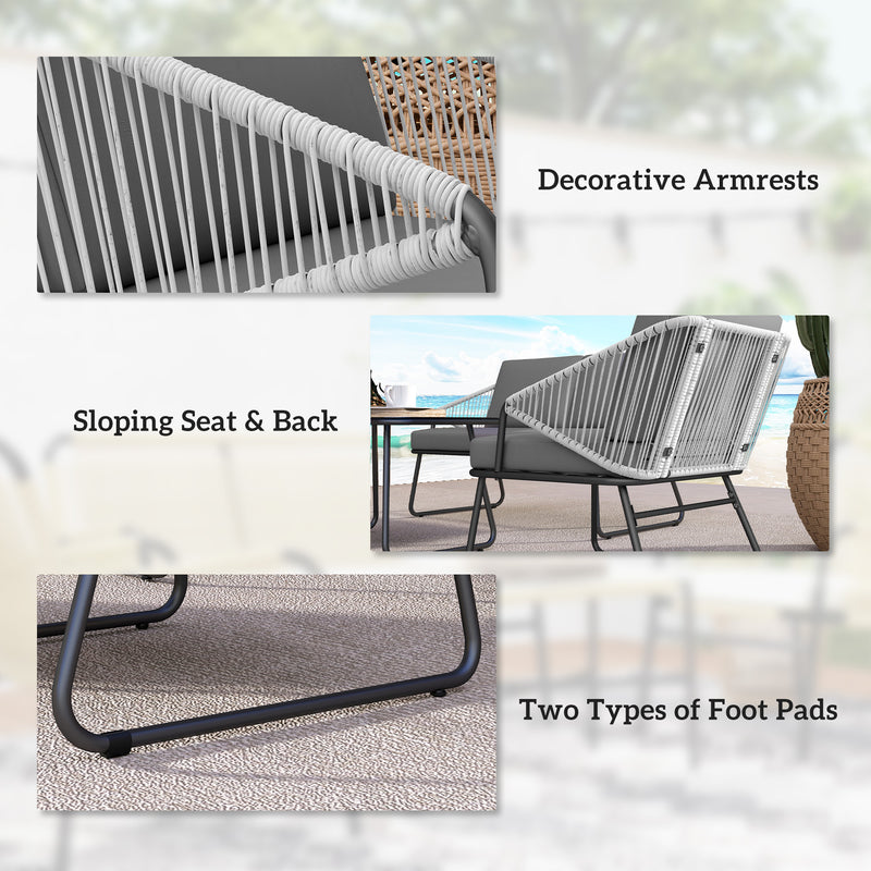 Outsunny 4 Piece Rattan Garden Furniture Set with Cushions, Natural