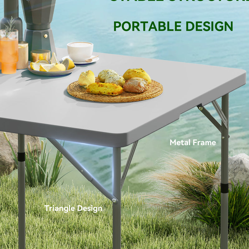 Outsunny 3ft Folding Camping Table With 2 Adjustable Height,