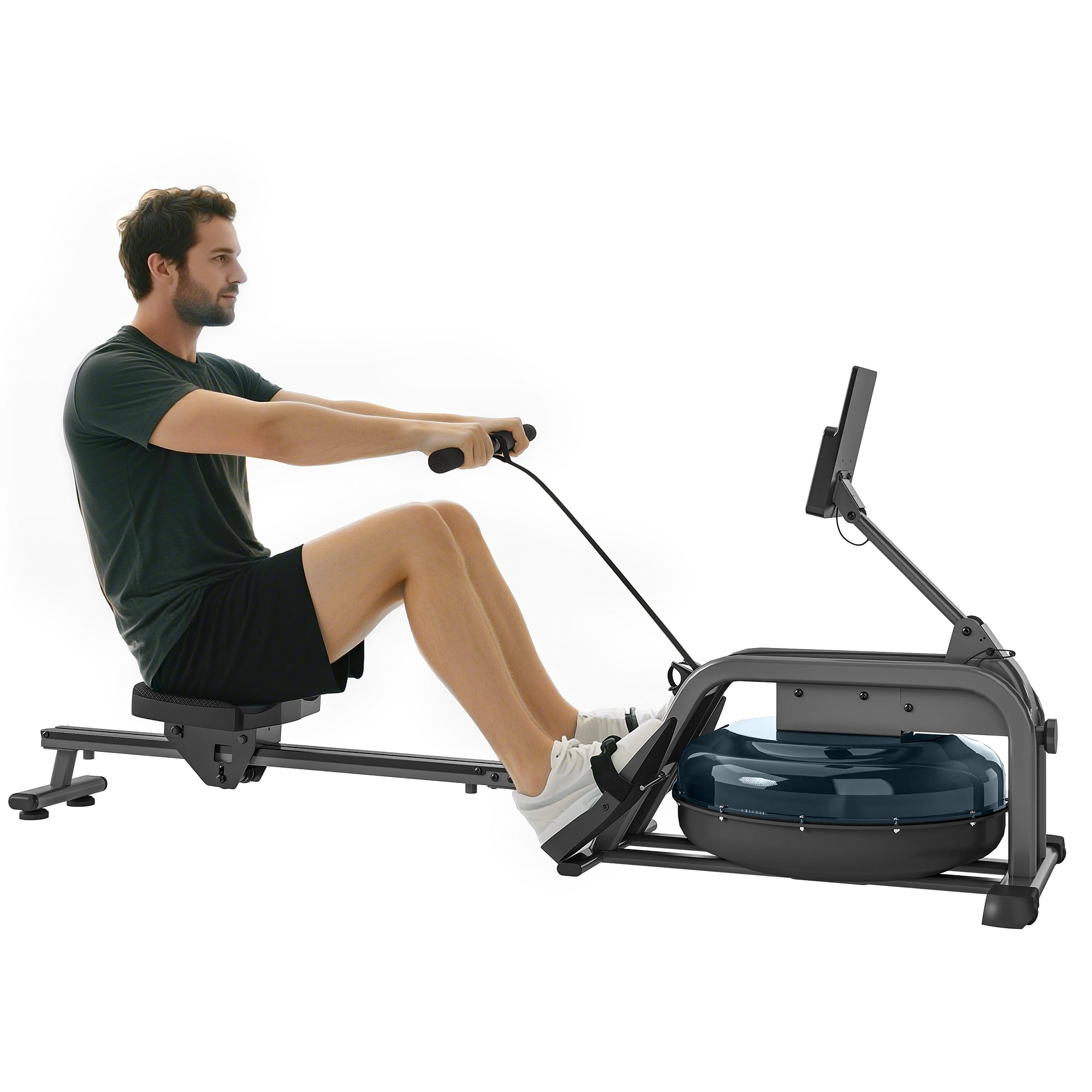 SPORTNOW Water Rowing Machine With Adjustable Resistance, Vertical Sto