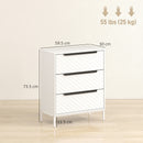 HOMCOM Chest of Drawers, Aluminium Handles, White