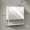HOMCOM Industrial Bathroom Cabinet With 2 Mirrored Doors Open Shelf
