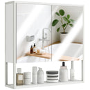 HOMCOM Industrial Bathroom Cabinet With 2 Mirrored Doors Open Shelf