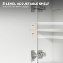 HOMCOM Industrial Bathroom Cabinet With 2 Mirrored Doors Open Shelf