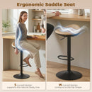 HOMCOM Set of 2 Breakfast Barstools, PU Leather Swivel Bar Stools, Oak