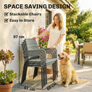 Outsunny 4 Seater Rattan Dining Set With Parasol, Light Grey