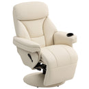 HOMCOM Manual Recliner Swivel Lounge Chair with Footrest, Cream White