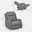 HOMCOM Electric Armchair, Fabric Recliner Chair With USB Port, Charcoal Grey