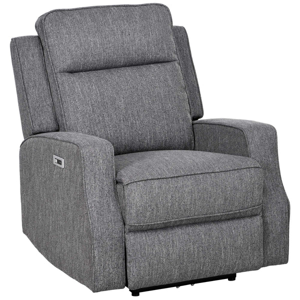 HOMCOM Electric Armchair, Fabric Recliner Chair With USB Port, Charcoal Grey
