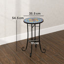 Outsunny 35.5cm Round Mosaic Garden Side Table Plant Stand w/ Shelf