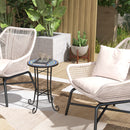 Outsunny 35.5cm Round Mosaic Garden Side Table Plant Stand w/ Shelf