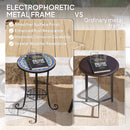 Outsunny 35.5cm Round Mosaic Garden Side Table Plant Stand w/ Shelf