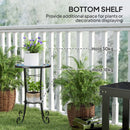 Outsunny 35.5cm Round Mosaic Garden Side Table Plant Stand w/ Shelf