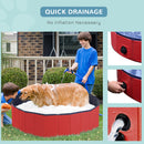 PawHut Foldable Dog Paddling Pool Pet Cat Swimming Pool Indoor/Outdoor Collapsible Summer Bathing Tub Shower Tub Puppy Washer (120 × 30H Cm, Red)