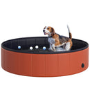 PawHut Foldable Dog Paddling Pool Pet Cat Swimming Pool Indoor/Outdoor Collapsible Summer Bathing Tub Shower Tub Puppy Washer (120 × 30H Cm, Red)