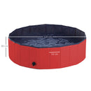 PawHut Foldable Dog Paddling Pool Pet Cat Swimming Pool Indoor/Outdoor Collapsible Summer Bathing Tub Shower Tub Puppy Washer (120 × 30H Cm, Red)