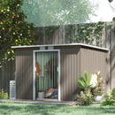 Outsunny 9 x 4FT Metal Garden Storage Shed w/ 2 Door, Light Grey Wood Grain