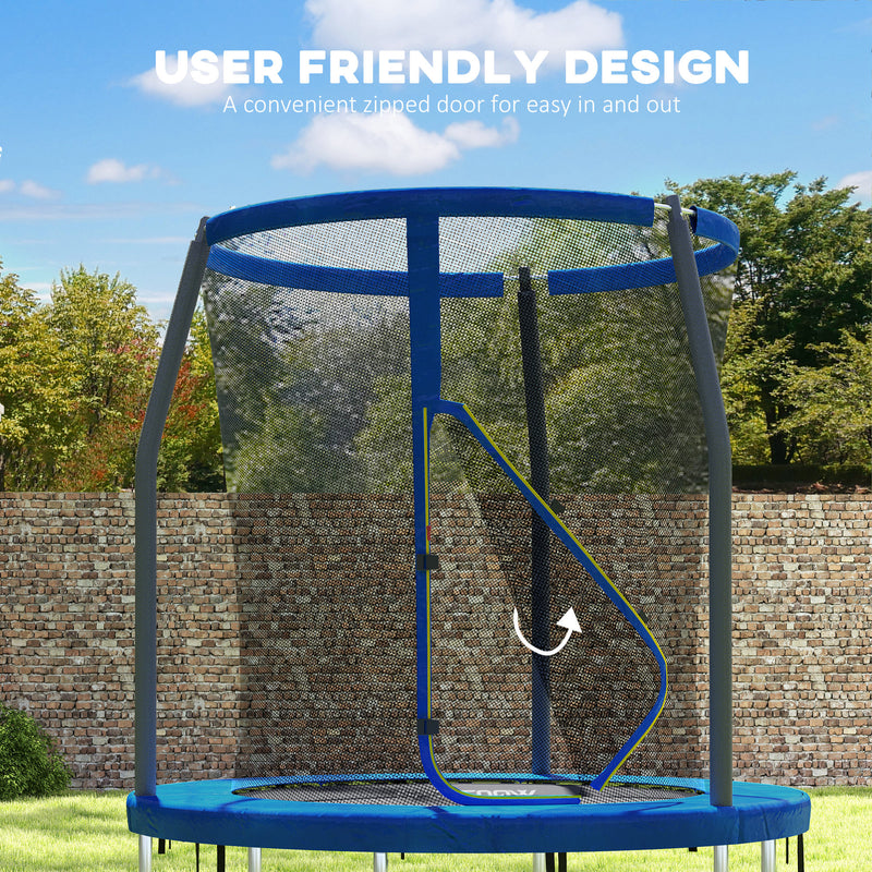 SPORTNOW Outdoor Trampoline With Safety Enclosure Net, Blue