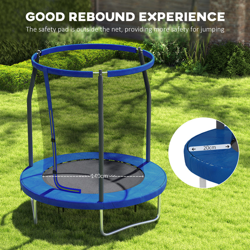 SPORTNOW Outdoor Trampoline With Safety Enclosure Net, Blue