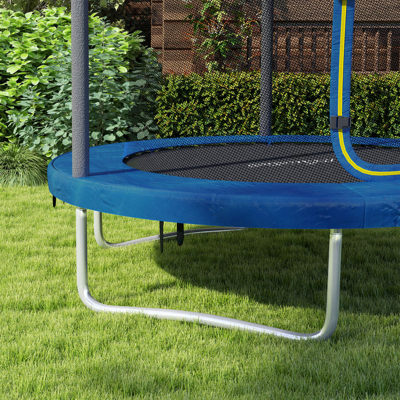 SPORTNOW Outdoor Trampoline With Safety Enclosure Net, Blue