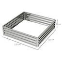 Outsunny Raised Garden Bed Metal Patio Backyard Flower Planter, Silver Tone
