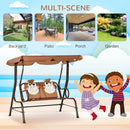 Outsunny 2 Seater Children's  Garden Swing Seat Monkey Pattern - Brown
