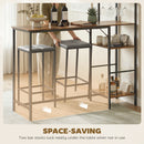 HOMCOM 3Pcs Breakfast Bar Table and Stools Set 4-tier shelving, Rustic Brown