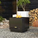 Outsunny Smokeless Fire Pit, Square Metal Bonfire Stove, Black