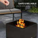 Outsunny Smokeless Fire Pit, Square Metal Bonfire Stove, Black