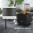 Outsunny Smokeless Fire Pit, Square Metal Bonfire Stove, Black