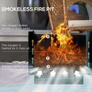 Outsunny Smokeless Fire Pit, Square Metal Bonfire Stove, Black