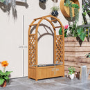Outsunny Wooden Raised Garden Bed, Trellis Planter w/ Trellis, Fabric Liner