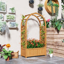Outsunny Wooden Raised Garden Bed, Trellis Planter w/ Trellis, Fabric Liner