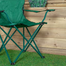 Outdoor Green Folding Camping Chair With Armrests & Cupholder