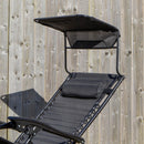 Multi Position Garden Gravity Relaxer Chair Sun Lounger with Sun Canopy in Black