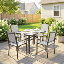 Outsunny Garden Dining Set With Umbrella Hole, Stackable Chairs, Light Grey