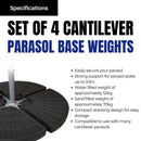 Samuel Alexander 70kg 4 PCS Cantilever Parasol Base Weights Set Water or Sand Heavy Duty Parasol Weights for Banana and Hanging Garden Furniture Patio Decking Canopy Outdoor Large Garden Parasol Weigh
