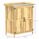 Outsunny Wooden Garden Storage Shed w/Hinged Roof and Shelf, Natural Wood