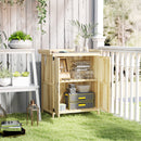 Outsunny Wooden Garden Storage Shed w/Hinged Roof and Shelf, Natural Wood