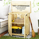 Outsunny Wooden Garden Storage Shed w/Hinged Roof and Shelf, Natural Wood